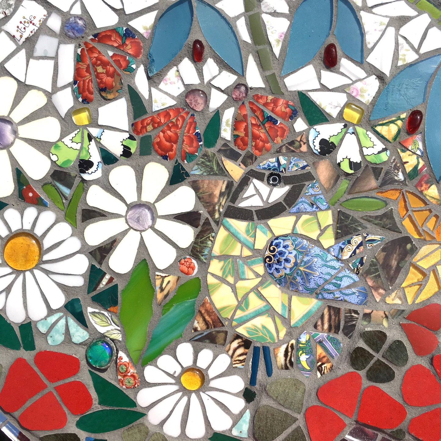 BIRD AMONGST THE FLOWERS mosaic art card