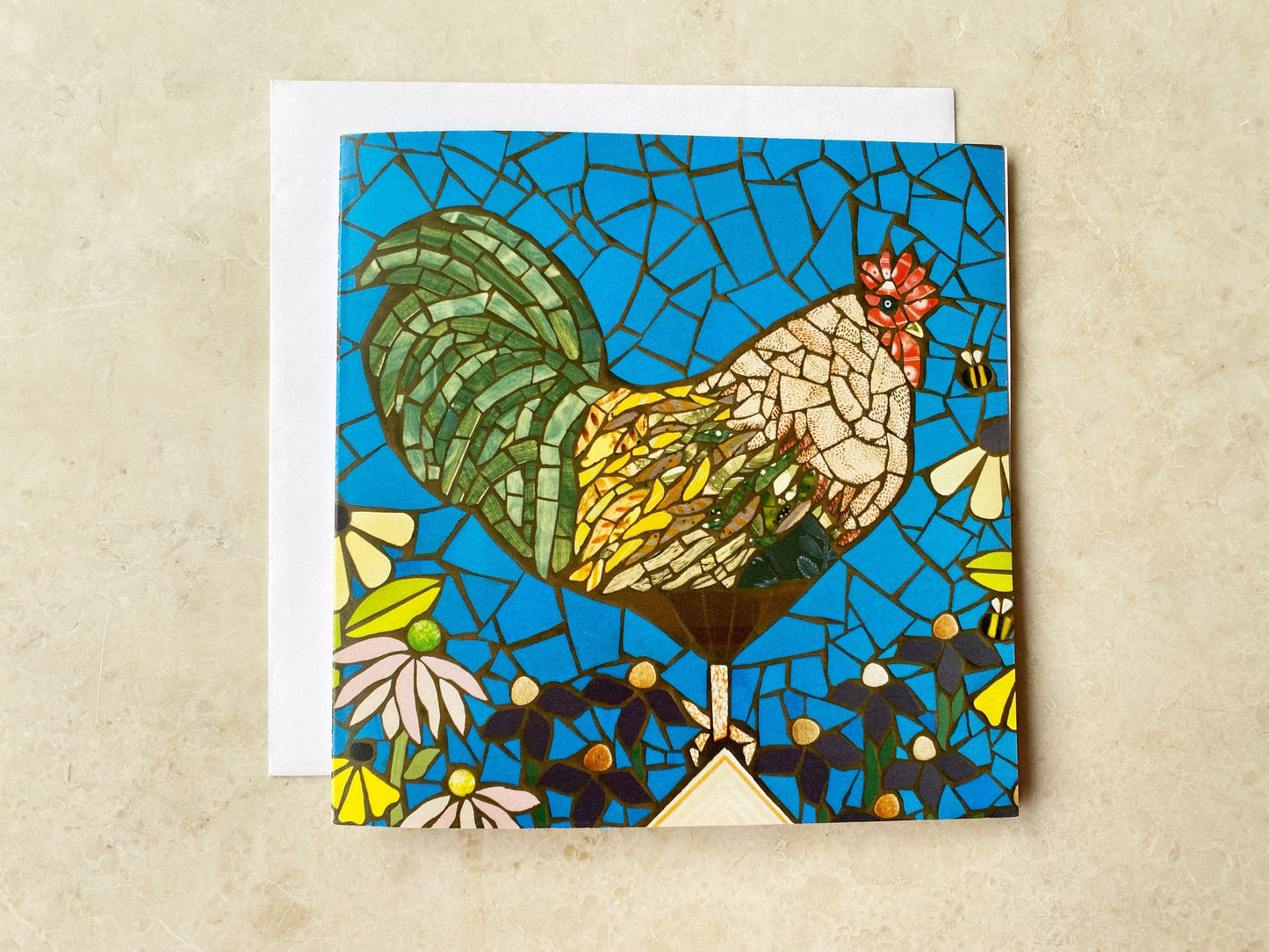 COCKEREL mosaic art card