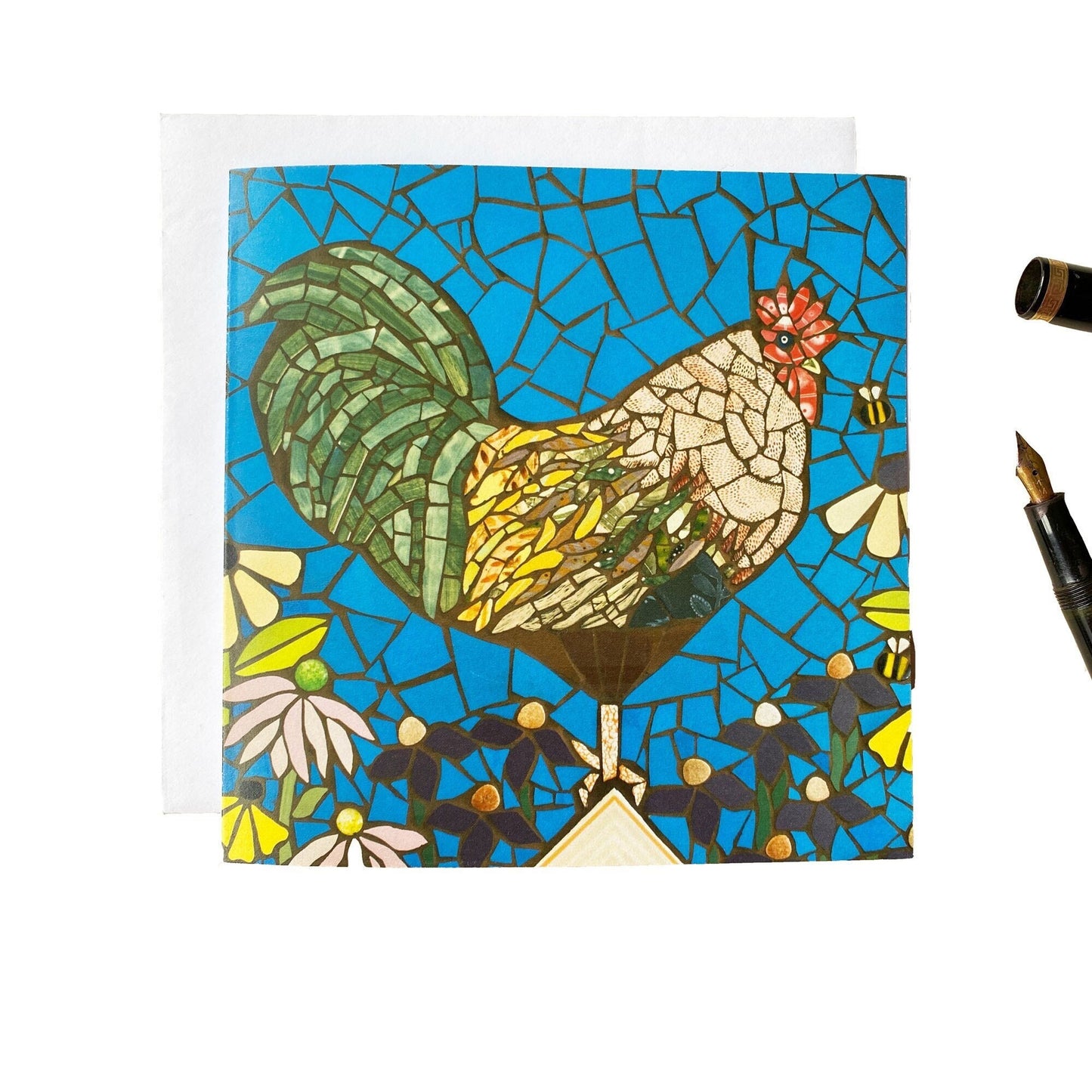COCKEREL mosaic art card