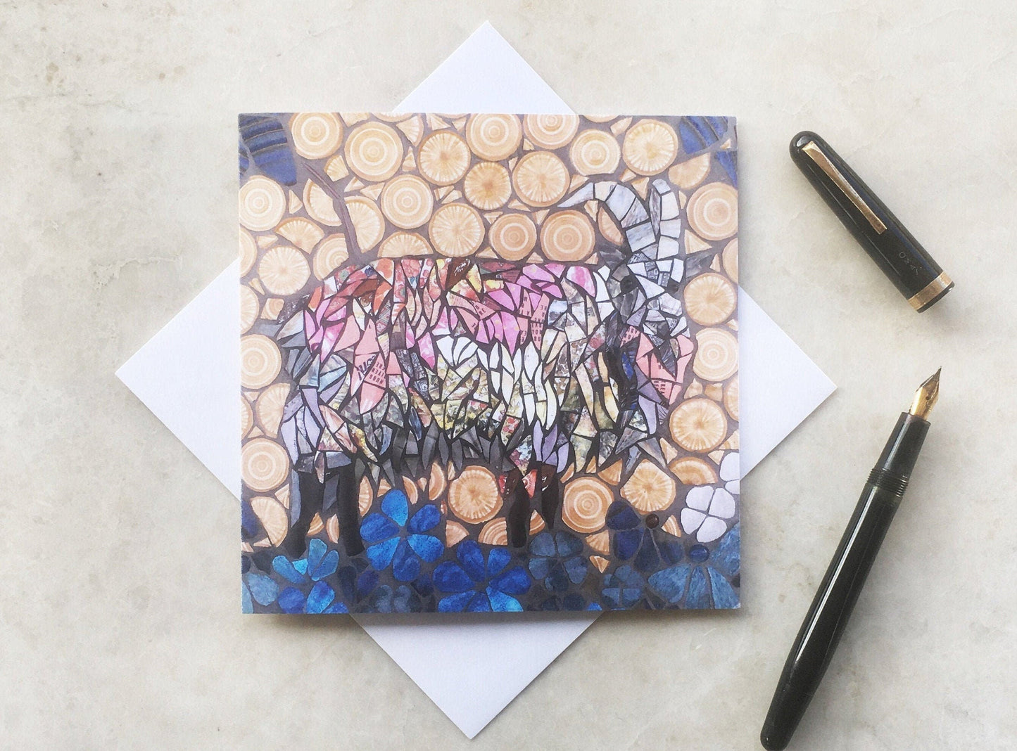 GROOVY GOAT GIRL mosaic art card
