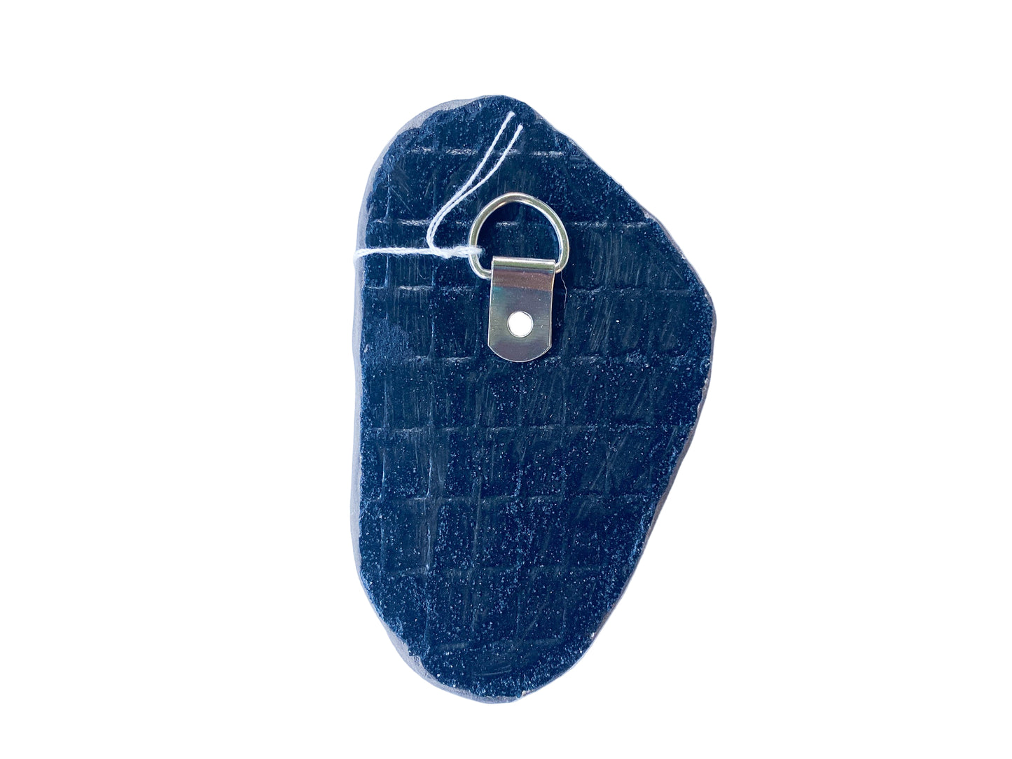 Black reverse side, textured with a metal D ring on a photographed on a white background