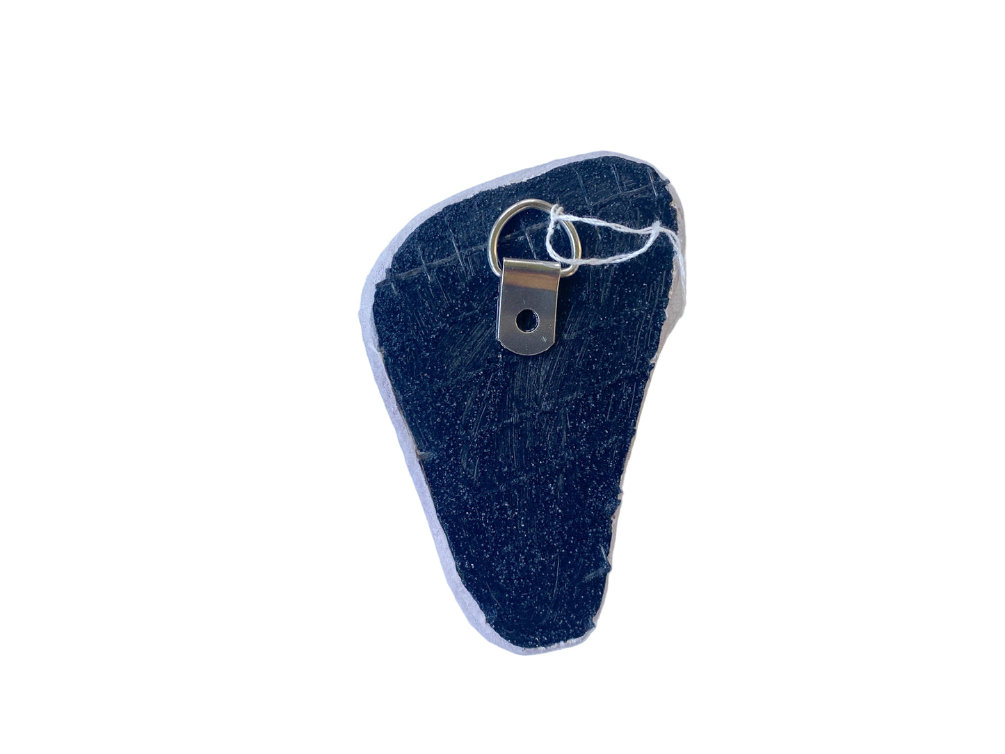 Black reverse side, textured with a metal D ring on a photographed on a white background