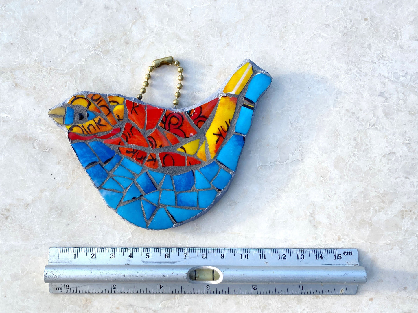 Colourful Hanging Bird in Mosaic, suitable for home or garden, eco gift