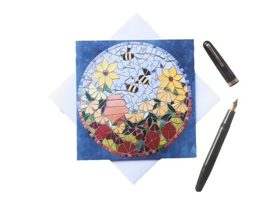 BEE GARDEN mosaic greeting card