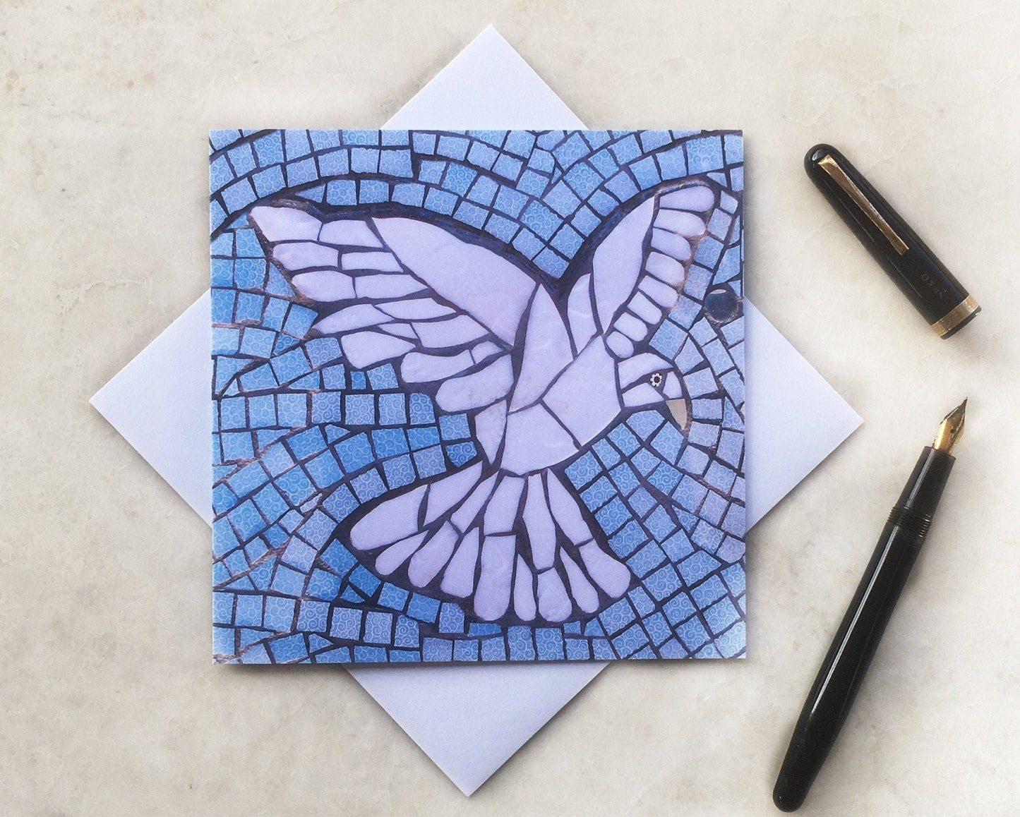 DOVE IN FLIGHT mosaic art card