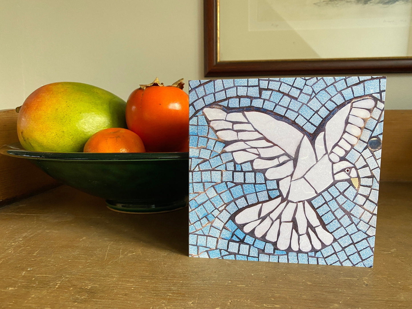 DOVE IN FLIGHT mosaic art card