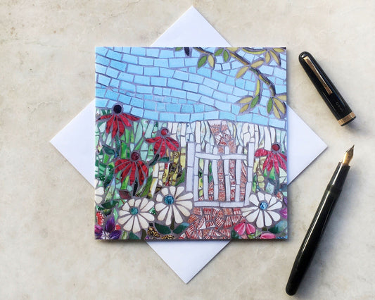 THROUGH THE GARDEN GATE greeting card